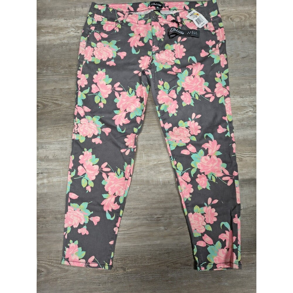Celebrity Blues ankle skinny jeans vibrant pink Floral New With Tags Size 17